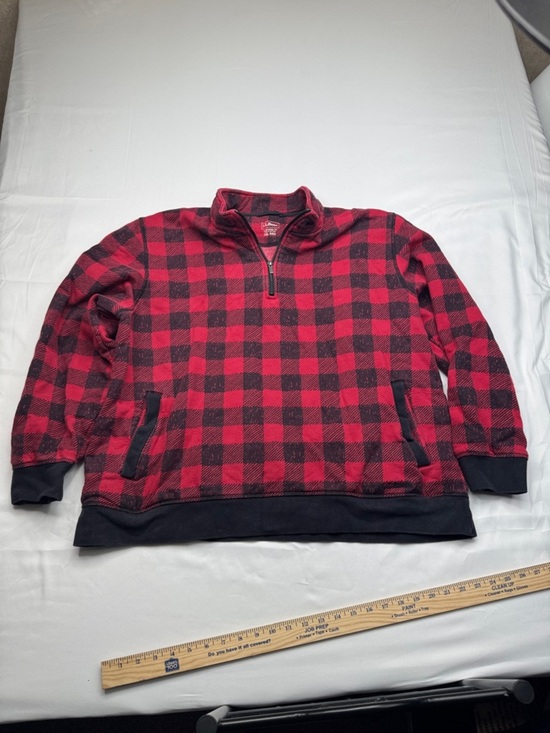 L.L. Bean Other - L.L. Bean Red and Black Buffalo Plaid Quarter-Zip Fleece pullover sweatshirt XXL